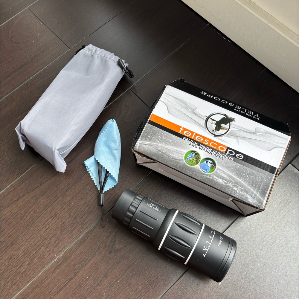 NEW Black Monocular 10 x 42 Telescope with Accessories